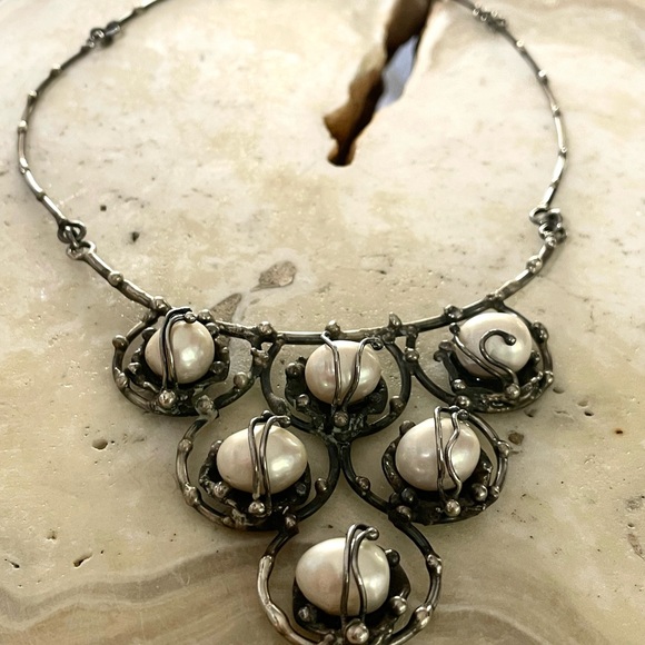 Brutalist studio jeweler statement necklace - Picture 4 of 9